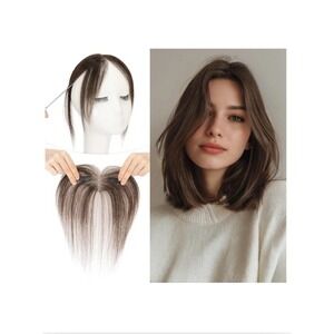 SLEEKALON Clip in Bangs Real Human Hair Dark Brown Side Curtain Fringe Hairpiece